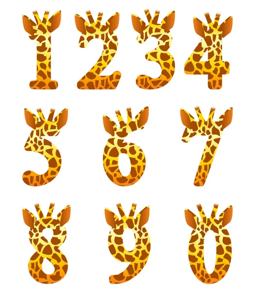 Giraffe numeral set — Stock Vector