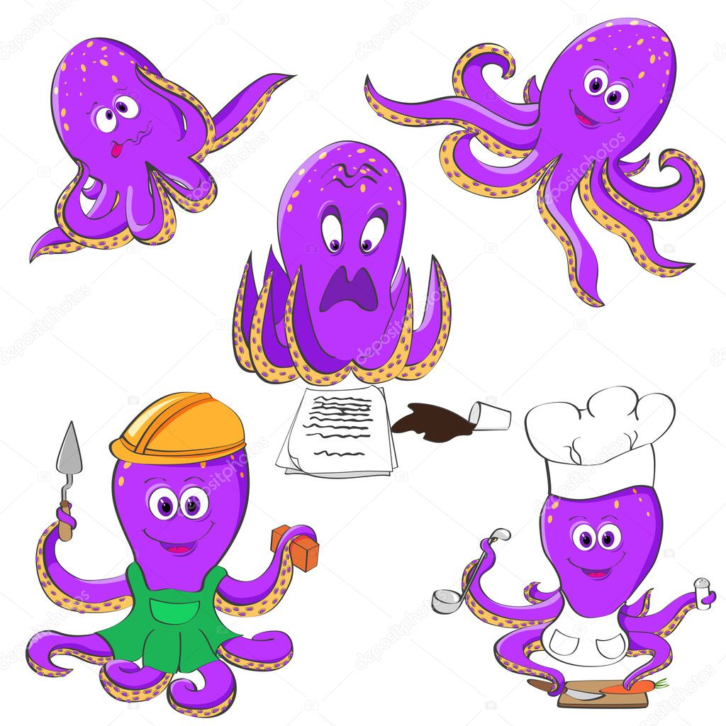 Set of octopuses