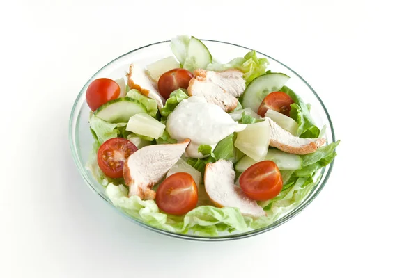Salad with chicken and fresh vegetables — Stock Photo, Image