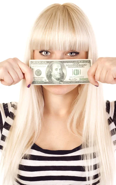 Adulto mulher bonita com dinheiro — Fotografia de Stock