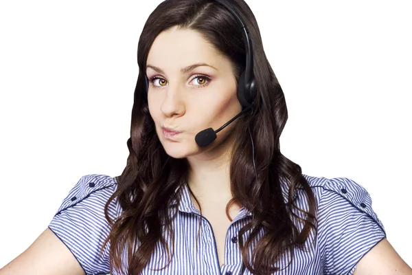 Operator wanita dengan headset — Stok Foto