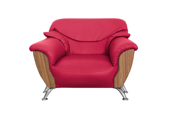 Czerwona kanapa na białym tle — Zdjęcie stockowe