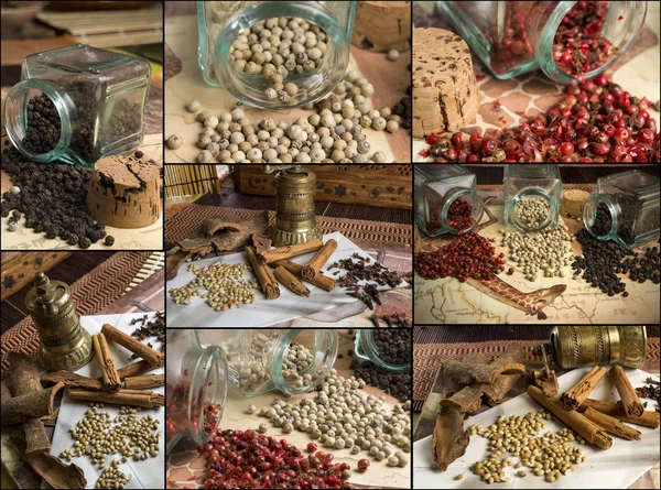 Collage de especias aromáticas —  Fotos de Stock
