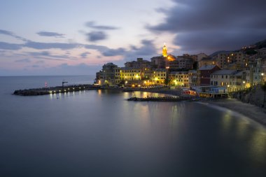Overview of Bogliasco at sunset clipart