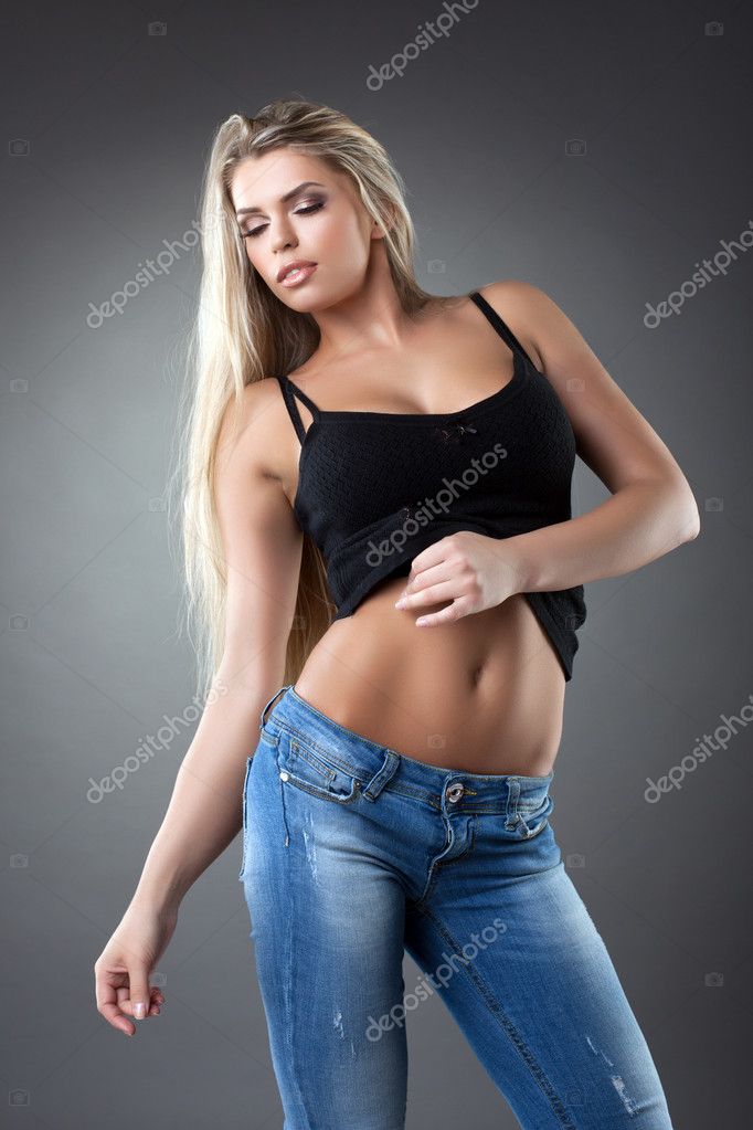 Beautiful Woman In Jeans Stock Photo By Wisky