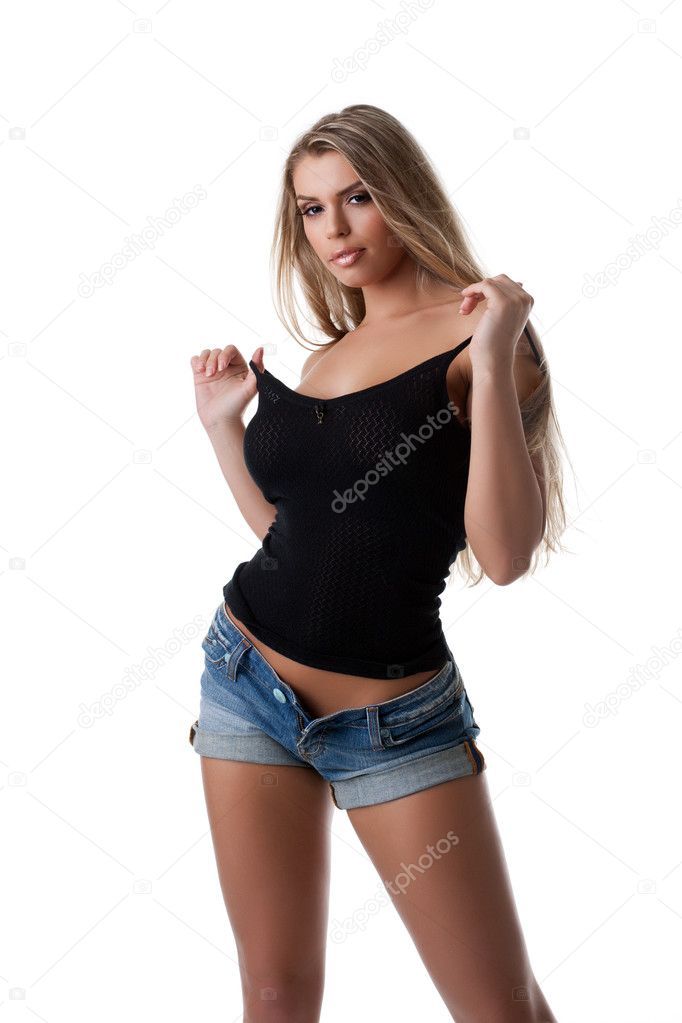 blonde in black top and jeans Stock Photo by ©Wisky 11133643
