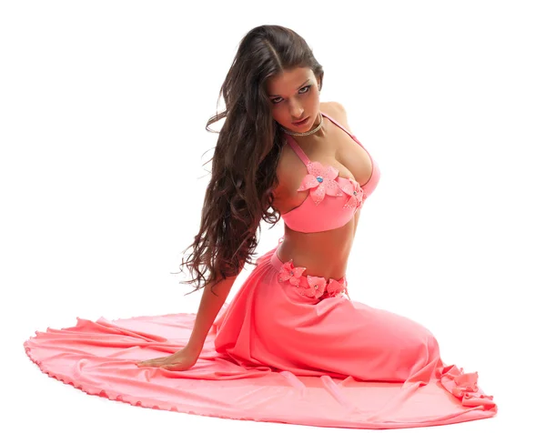 Sexy oriental dancer in pink costume — Stock Photo, Image