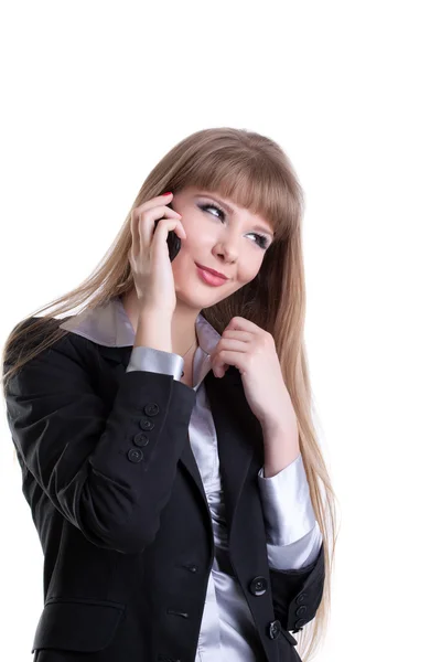 Hübsche Geschäftsfrau telefoniert mit dem Handy — Stockfoto
