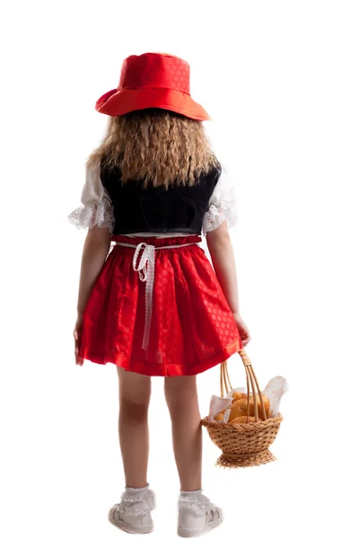 Kek ile küçük kırmızı başlıklı kız — Stok fotoğraf