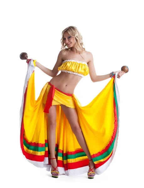 Bela dançarina em traje mexicano — Fotografia de Stock