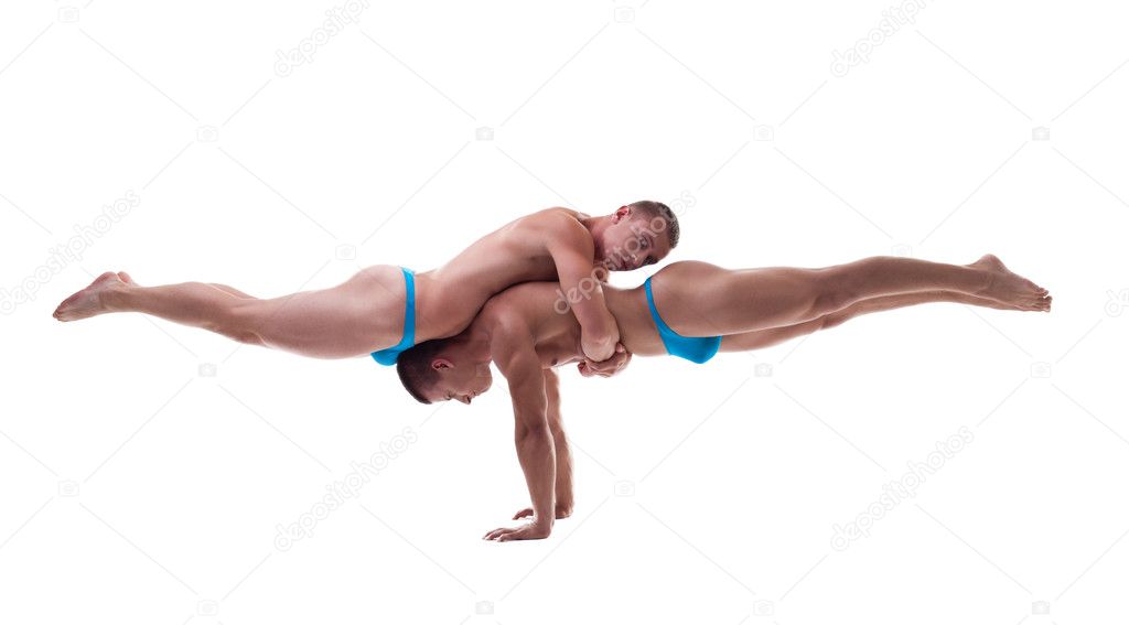 Two man balance perfomance isolated
