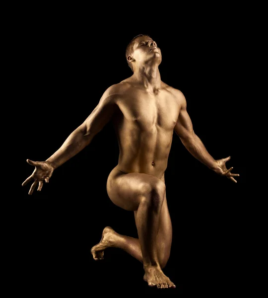 Atlético desnudo hombre mostrar perfecto cuerpo —  Fotos de Stock