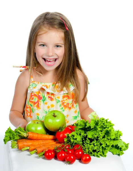 野菜と甘い女の子 — ストック写真