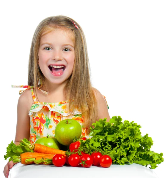 Sladká dívka se zeleninou — Stock fotografie
