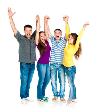 Group of young holding hands clipart