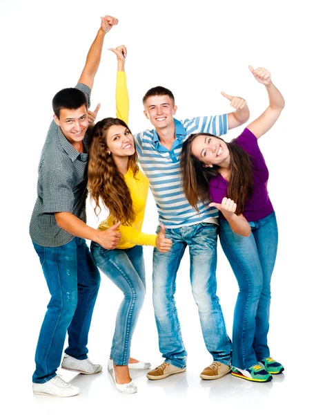 Группа молодых людей с большими пальцами вверх — стоковое фото