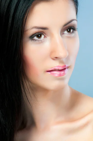 Gesicht mit hellem Mode-Make-up — Stockfoto