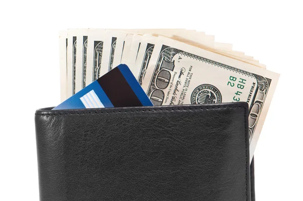 Plånbok med dollar och kreditkort — Stockfoto