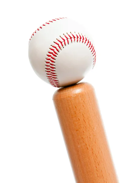 Míč a baseballovou pálkou — Stock fotografie