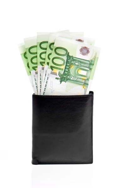 Wallet with euro banknotes — Stock Photo, Image