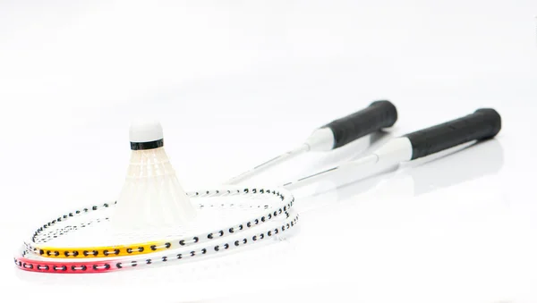 Badminton shuttlecock and racket — Stock Photo, Image