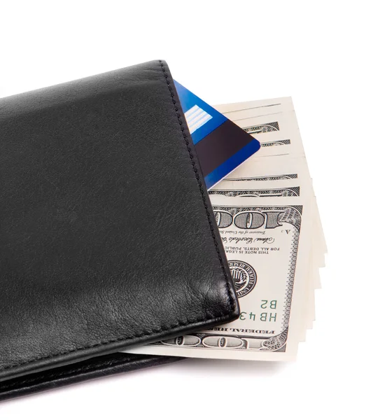 Plånbok med dollar och kreditkort — Stockfoto