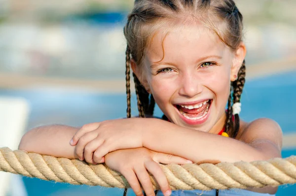 Little girl with a rope — Stock Photo, Image