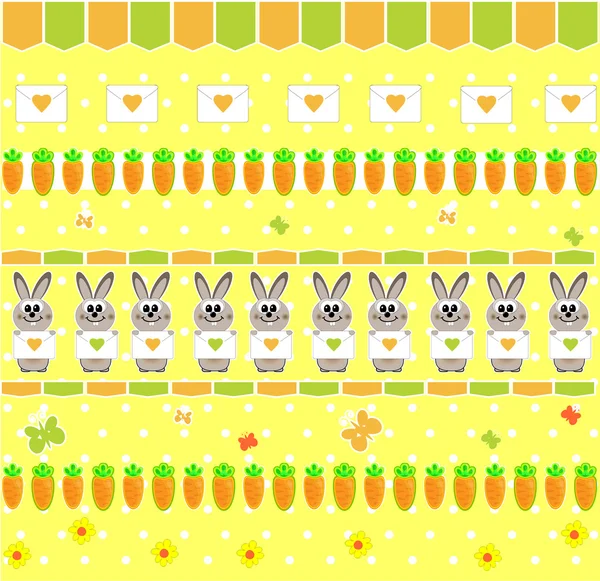 ウサギとニンジンのベクトルを持つ子供のシームレスな壁紙 — ストックベクタ