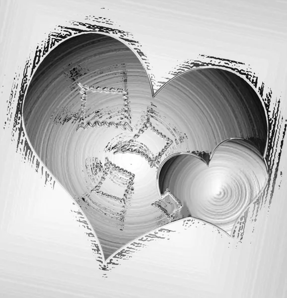 Brustna hjärtan i grått — Stockfoto