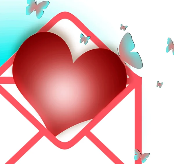 Coração saindo de um envelope — Fotografia de Stock