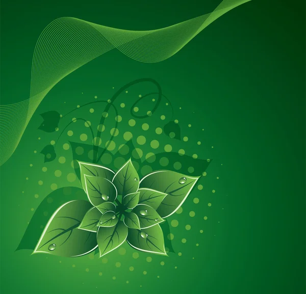 Vektori vihreät lehdet ekologinen suunnittelu — vektorikuva