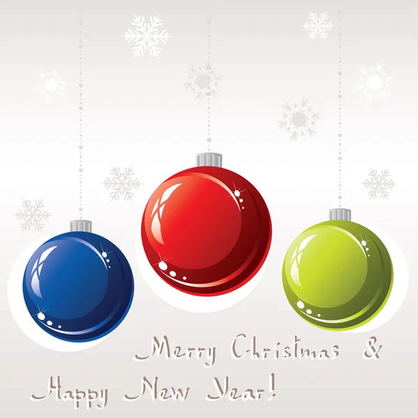 Tarjeta de felicitación vectorial con bolas de Navidad — Vector de stock