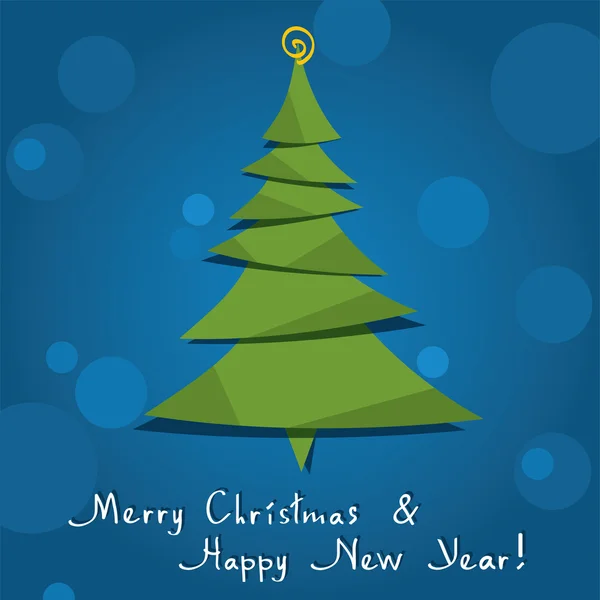 Tarjeta de felicitación vector con árbol de Navidad — Vector de stock