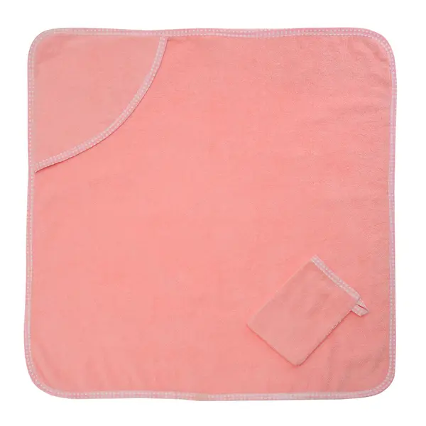 白地にピンクの入浴赤ちゃんのタオル — ストック写真