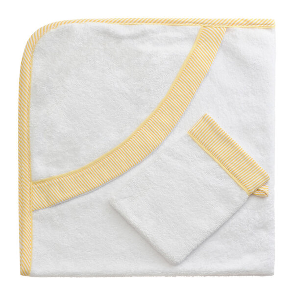 White bathing baby towel on a white background