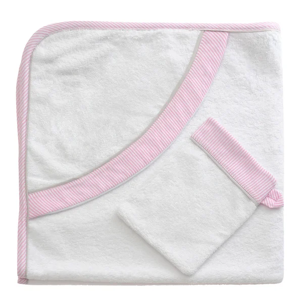 White bathing baby towel on a white background — Stock Photo, Image