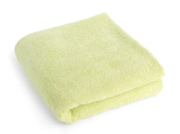 One green towel isolated on white — Stock Photo, Image