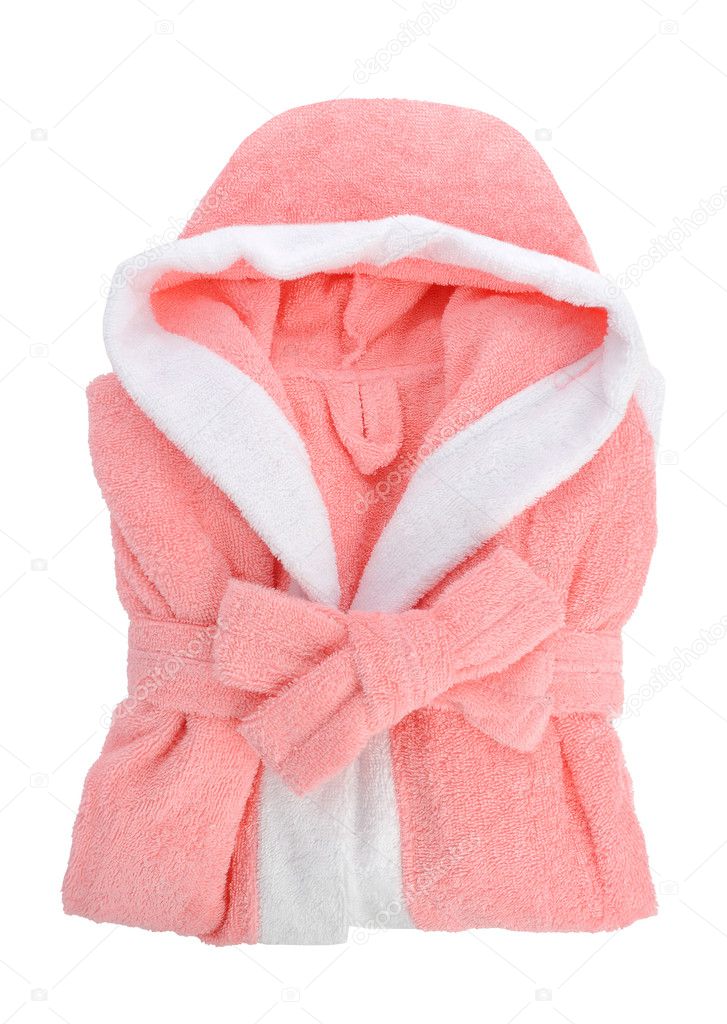 Pink bathrobe isolated on white background
