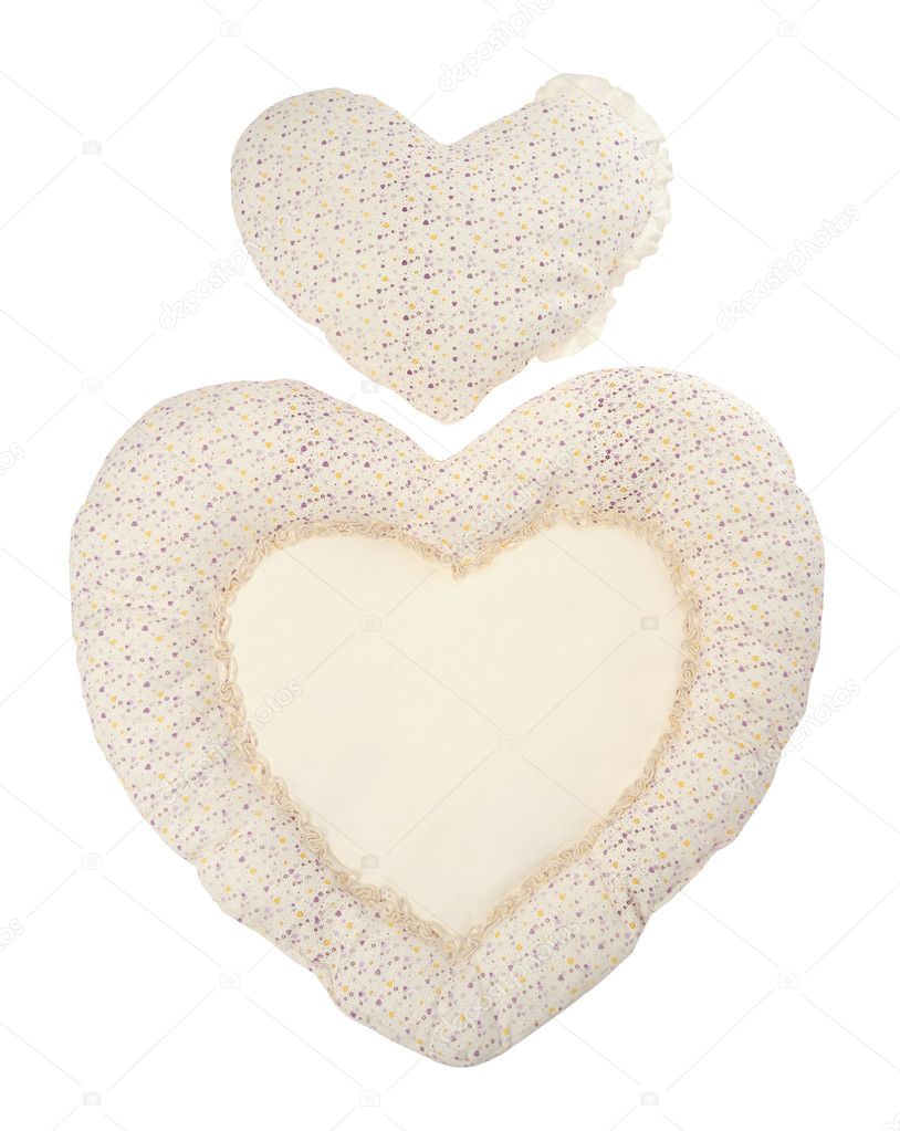 Pillow beige heart on white