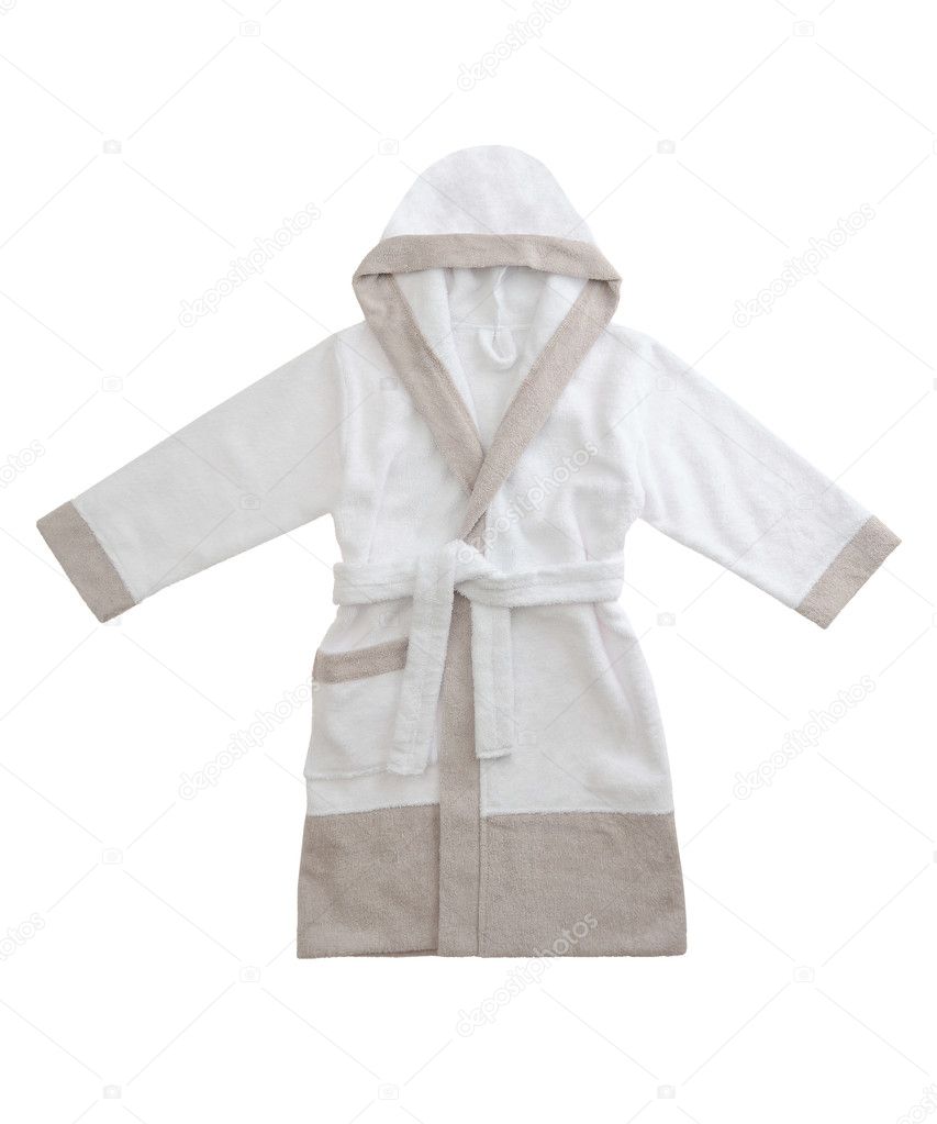 White bathrobe isolated on white background