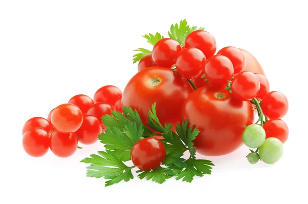 Taze domates ve maydanoz izole — Stok fotoğraf