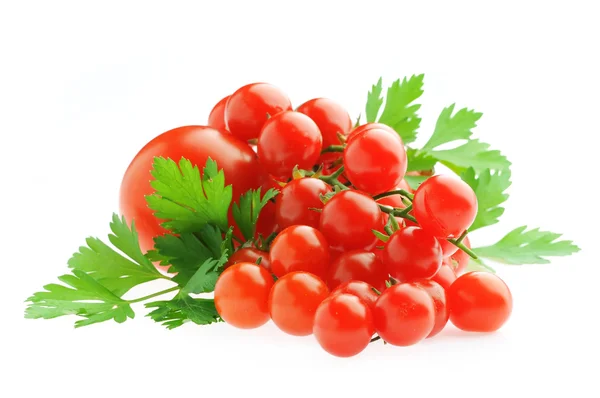 Taze domates ve maydanoz izole — Stok fotoğraf