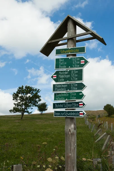 stock image Signpost Sweden Bridge