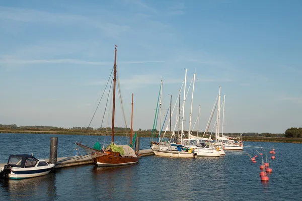 Mooring with boats — Stock Photo, Image