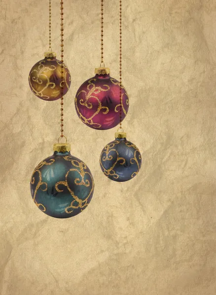 Tarjeta de bolas de Navidad de color retro — Foto de Stock
