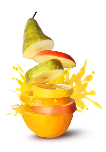 Rebanadas de fruta zumo estallar — Foto de Stock