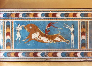 Minoan duvar fresk boğa savaşçısı