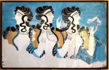Minoan bayanlar duvar boyama fresco