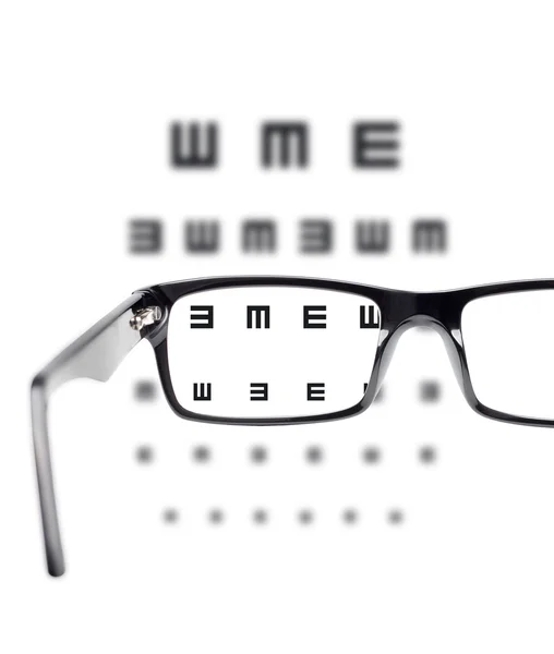 Prova di vista vista attraverso gli occhiali da vista — Foto Stock