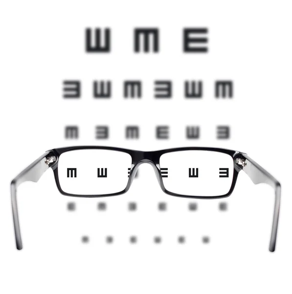 Syn test sett genom glasögon — Stockfoto